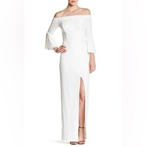 ABS Allen Schwartz Off Shoulder Bell Sleeve Gown